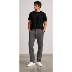 All Saints Men Felix Chino 34Wx30L Gray Button Fly Flat Front Slim Fit Trouser N